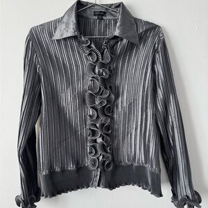 Vintage Piano Silver Pleated Blouse